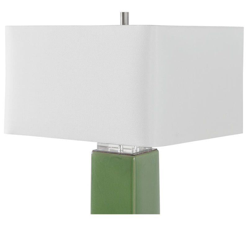Uttermost Aneeza Ceramic and Crystal Table Lamp in Tropical Green/White