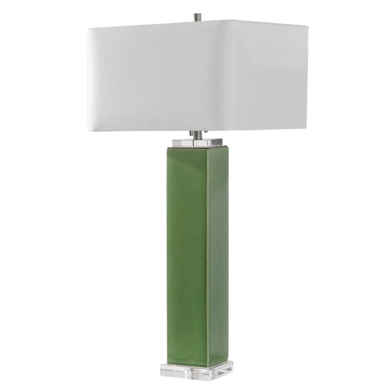 Uttermost Aneeza Ceramic and Crystal Table Lamp in Tropical Green/White