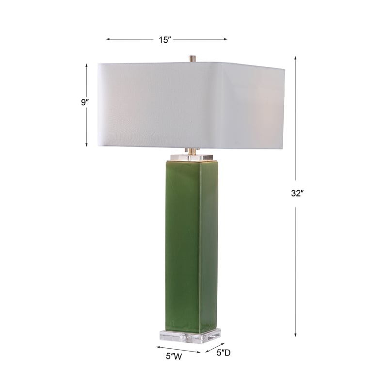 Uttermost Aneeza Ceramic and Crystal Table Lamp in Tropical Green/White
