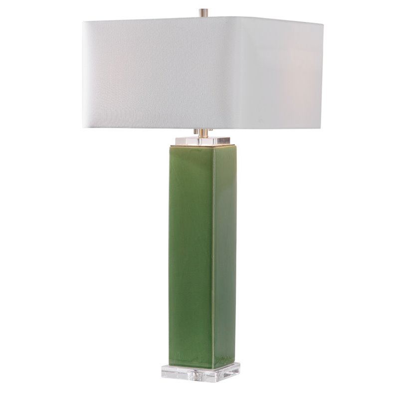 Uttermost Aneeza Ceramic and Crystal Table Lamp in Tropical Green/White