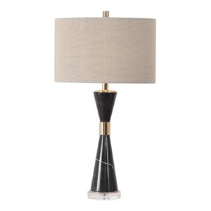 Uttermost Alastair Mid-Century Steel Marble & Fabric Table Lamp in Black