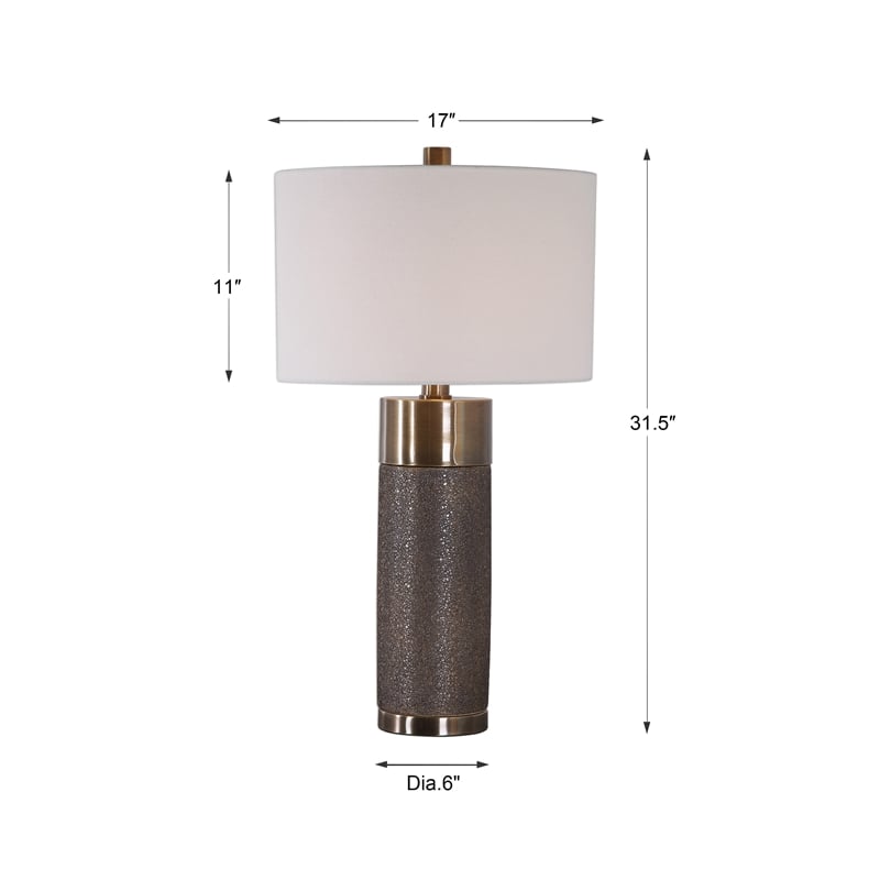 Uttermost Brannock Iron Ceramic and Fabric Table Lamp in Golden Bronze