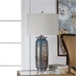Uttermost Olesya Swirl Glass Iron and Crystal Table Lamp in Ocean Blue