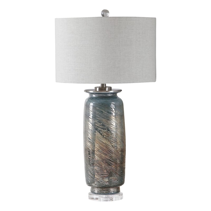 Uttermost Olesya Swirl Glass Iron and Crystal Table Lamp in Ocean Blue