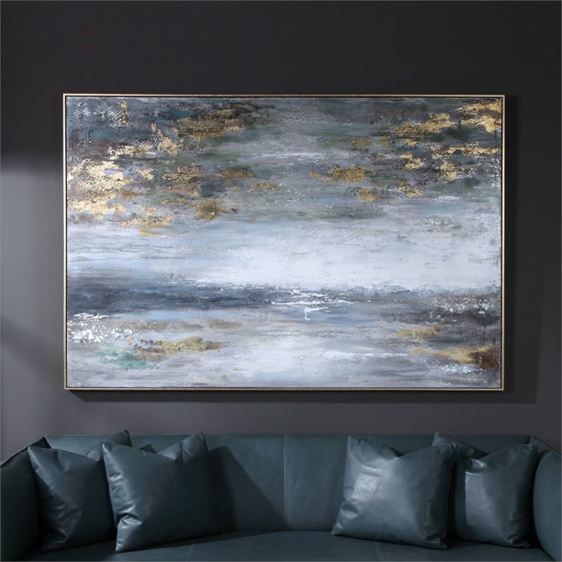Uttermost Dawn To Dusk Firwood Abstract Hand Painted Art in Gray/White