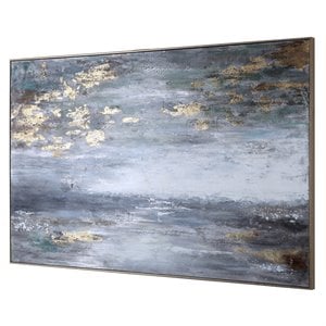 Uttermost Dawn To Dusk Firwood Abstract Hand Painted Art in Gray/White