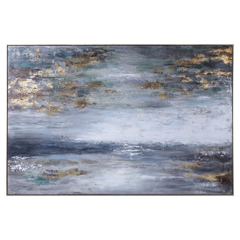Uttermost Dawn To Dusk Firwood Abstract Hand Painted Art in Gray/White