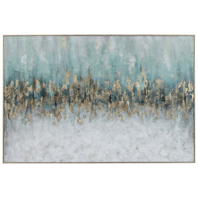 Uttermost Divide Coastal Firwood and Canvas Abstract Hand Painted Art in Blue