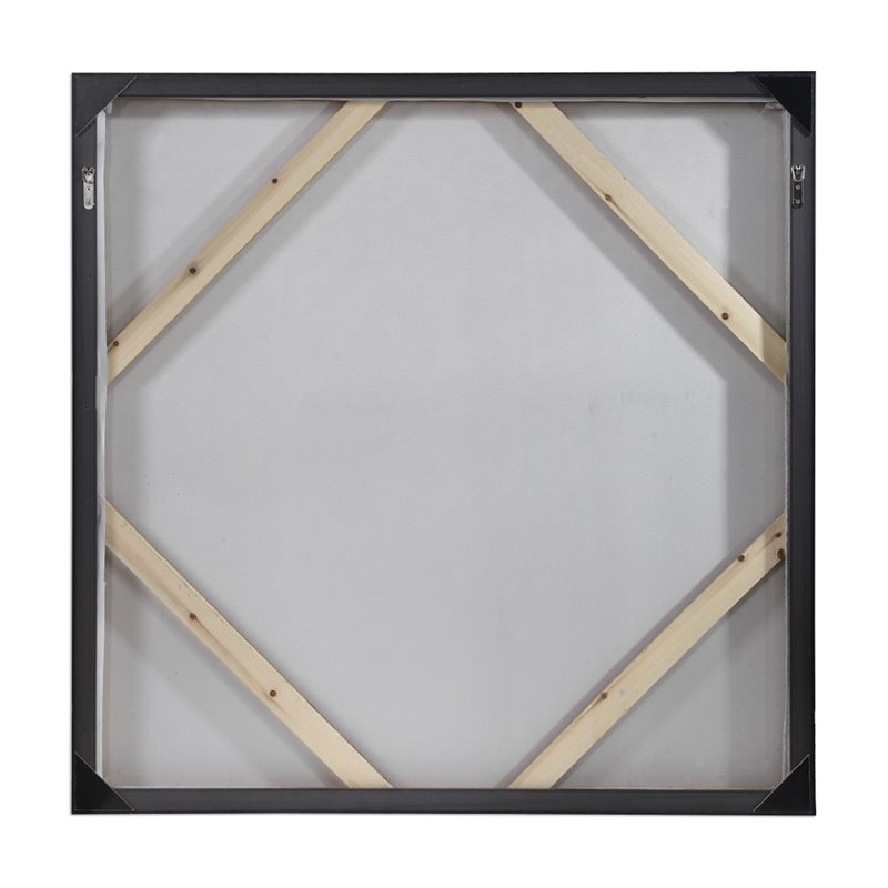 Uttermost Cotton Contemporary Wood Hand Painted Canvas in White/Green-blue