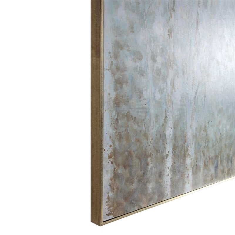 Uttermost Cotton Contemporary Wood Hand Painted Canvas in White/Green-blue