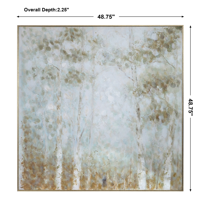 Uttermost Cotton Contemporary Wood Hand Painted Canvas in White/Green-blue