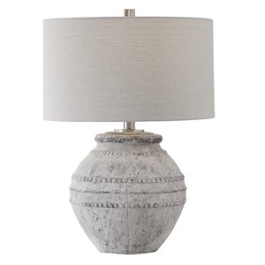 uttermost montsant traditional steel and ceramic table lamp in ivory/gray