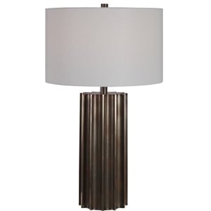 Uttermost Khalio Contemporary Steel and Fabric Table Lamp in Aged Gunmetal