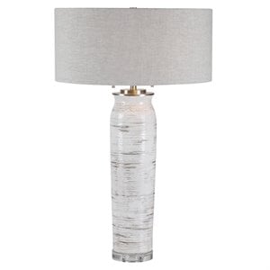 Uttermost Lenta Ceramic Iron and Crystal Table Lamp in Off White