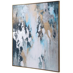 Uttermost Stormy Coastal Canvas and Wood Seas Hand Painted Canvas in Blue