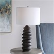 Uttermost Mendocino Modern Wood Steel and Fabric Table Lamp in Rustic Black