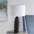 Uttermost Mendocino Modern Wood Steel and Fabric Table Lamp in Rustic Black