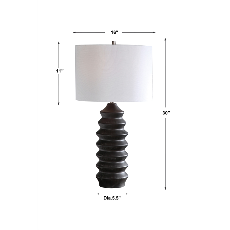 Uttermost Mendocino Modern Wood Steel and Fabric Table Lamp in Rustic Black