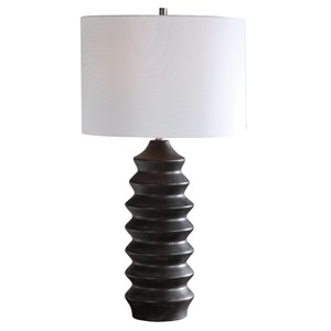 uttermost mendocino modern wood steel and fabric table lamp in rustic black