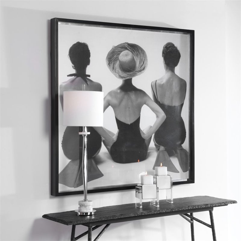 Uttermost Ladies Swimwear 1959 Pine Wood and Glass Fashion Print in Black
