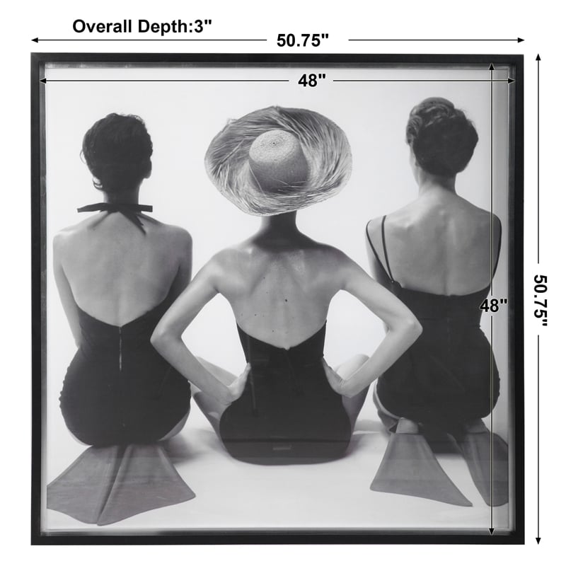 Uttermost Ladies Swimwear 1959 Pine Wood and Glass Fashion Print in Black