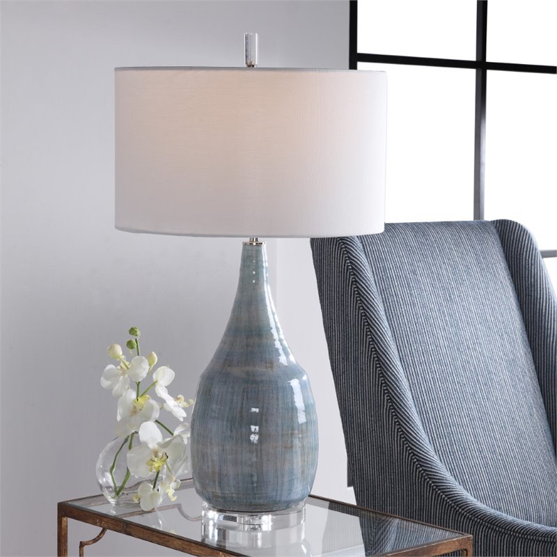 Uttermost Rialta Coastal Steel and Ceramic Table Lamp in Aqua and Teal