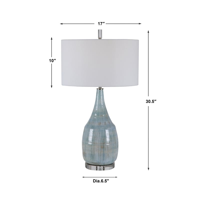 Uttermost Rialta Coastal Steel and Ceramic Table Lamp in Aqua and Teal
