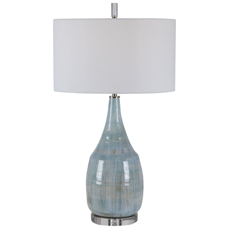 Uttermost Rialta Coastal Steel and Ceramic Table Lamp in Aqua and Teal