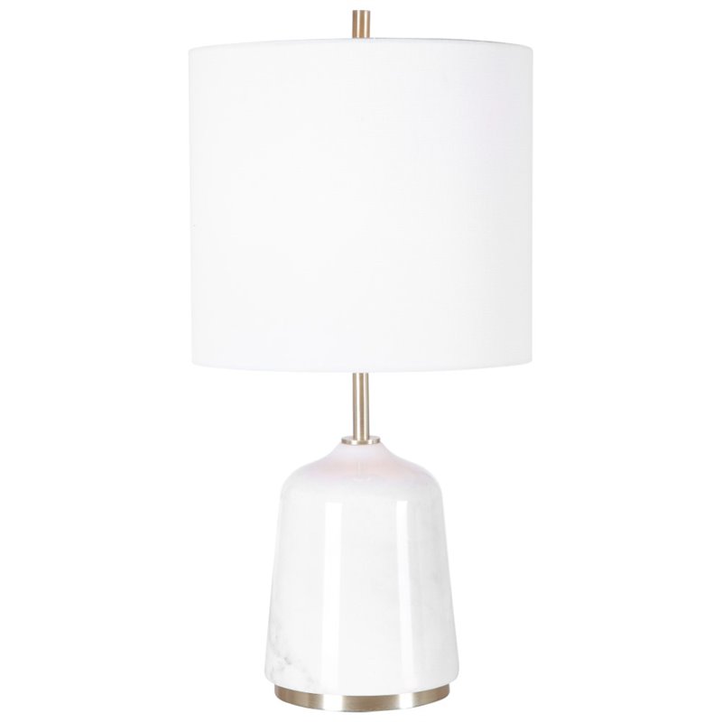Uttermost Eloise Marble Steel and Fabric Table Lamp in White/Gray