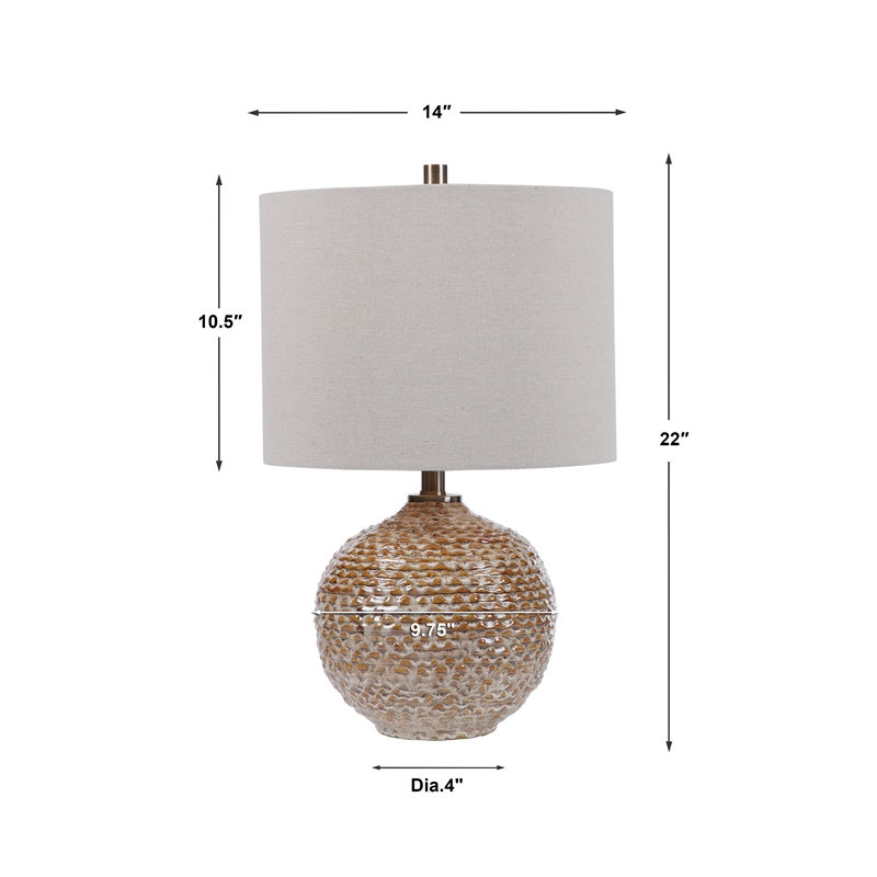 Uttermost Lagos Transitional Ceramic Metal and Fabric Table Lamp in Rust Brown