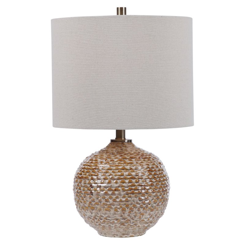 Uttermost Lagos Transitional Ceramic Metal and Fabric Table Lamp in Rust Brown