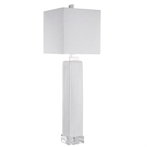 uttermost bennett ceramic and fabric buffet lamp in off white