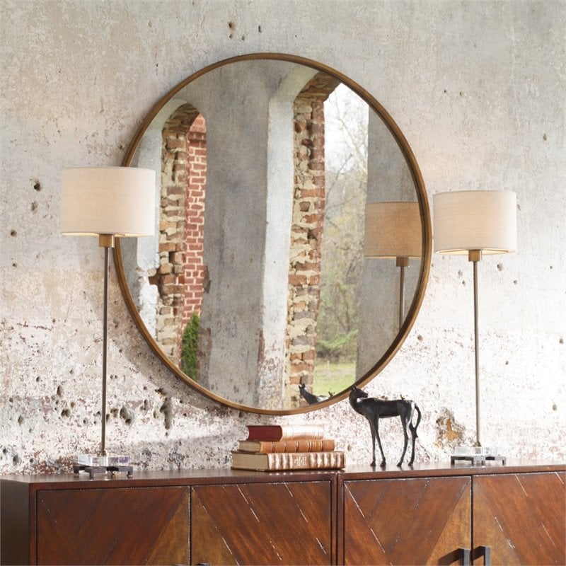 Uttermost Danyon Iron Crystal and Fabric Table Lamp in Antique Brass