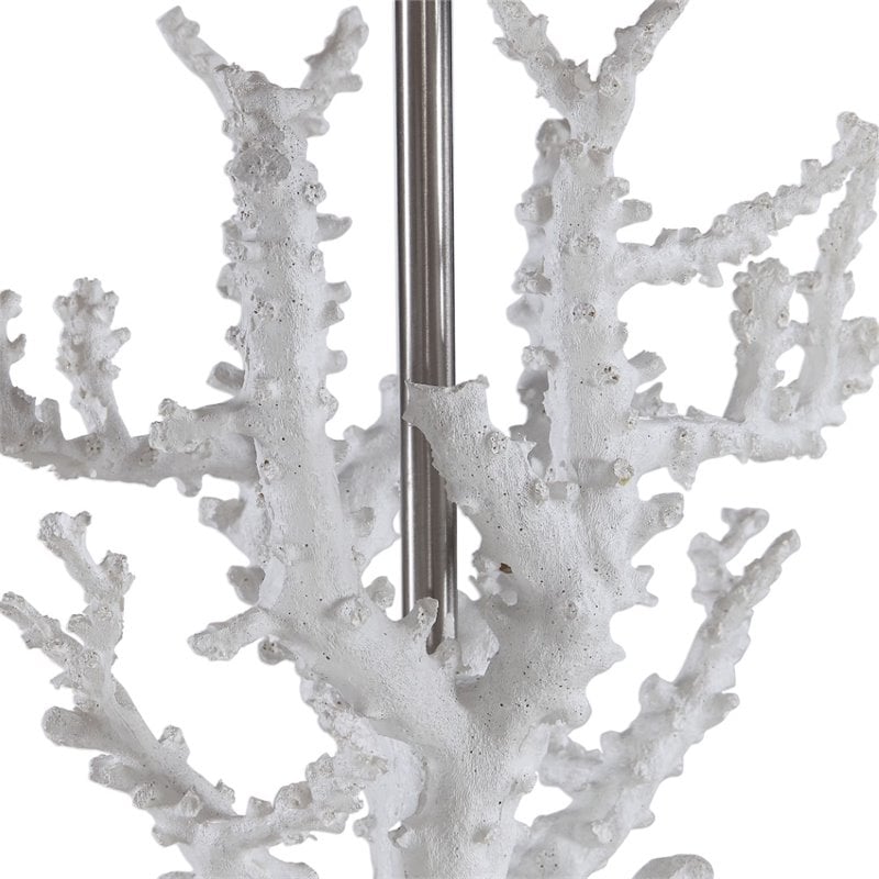 Uttermost Corallo Crystal Resin Iron and Fabric Table Lamp in White Coral