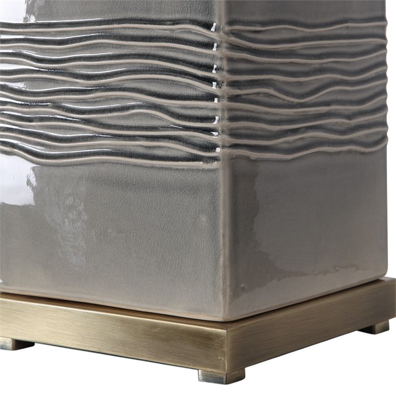 Uttermost Covey Fabric Glaze Ceramic and Iron Buffet Lamp in Warm Gray