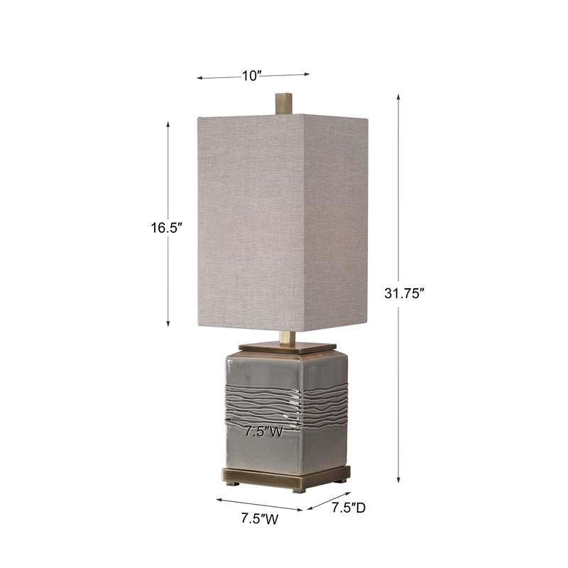 Uttermost Covey Fabric Glaze Ceramic and Iron Buffet Lamp in Warm Gray