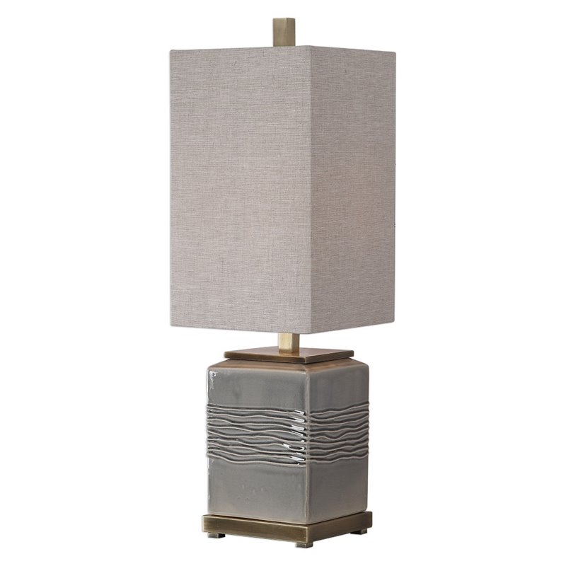 Uttermost Covey Fabric Glaze Ceramic and Iron Buffet Lamp in Warm Gray
