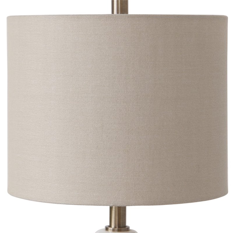 Uttermost Natania Steel Marble and Linen Buffet Lamp in Khaki/Brass