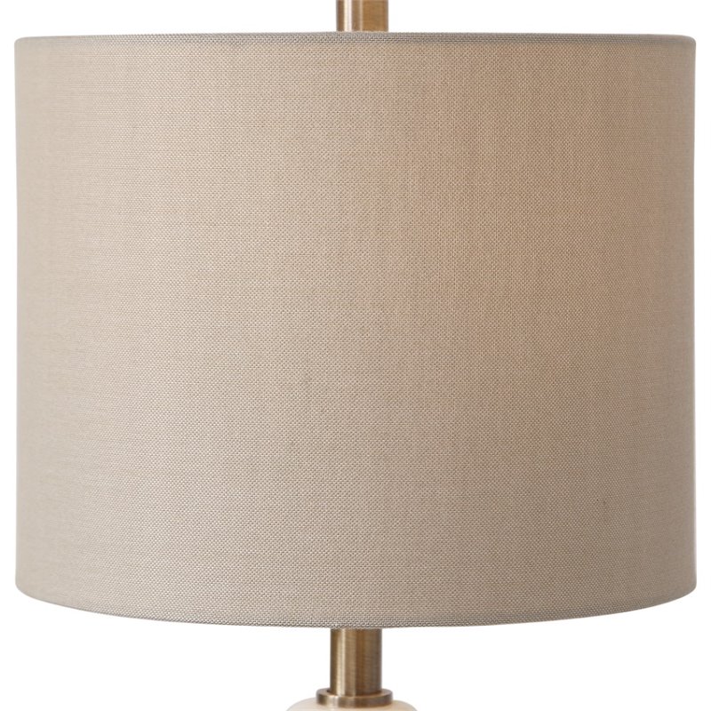 Uttermost Natania Steel Marble and Linen Buffet Lamp in Khaki/Brass