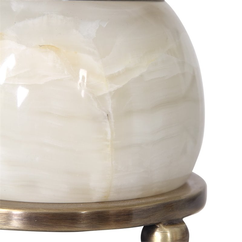 Uttermost Natania Steel Marble and Linen Buffet Lamp in Khaki/Brass