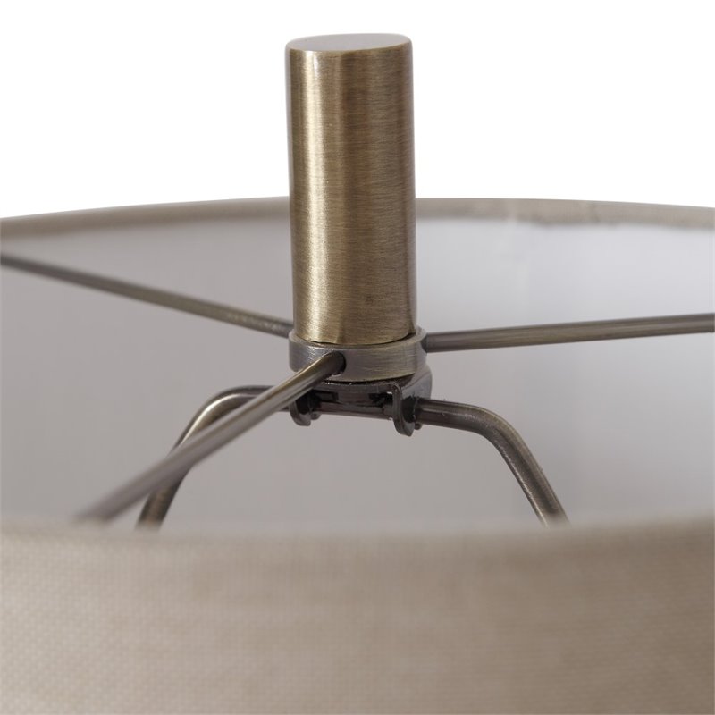 Uttermost Natania Steel Marble and Linen Buffet Lamp in Khaki/Brass