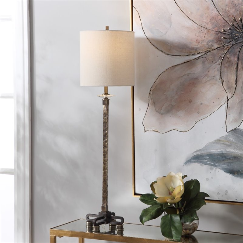 Uttermost Parnell Contemporary Steel and Fabric Buffet Lamp in Black/Brass