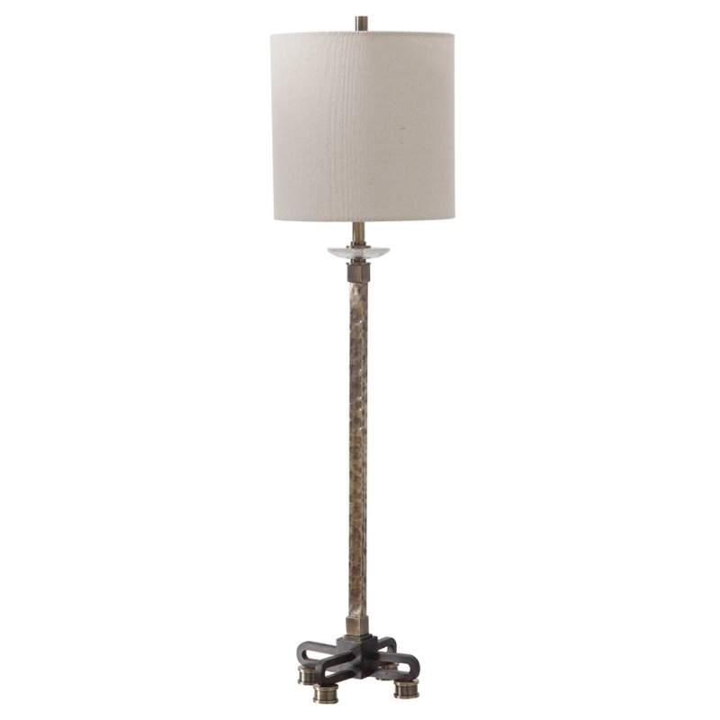 Uttermost Parnell Contemporary Steel and Fabric Buffet Lamp in Black/Brass