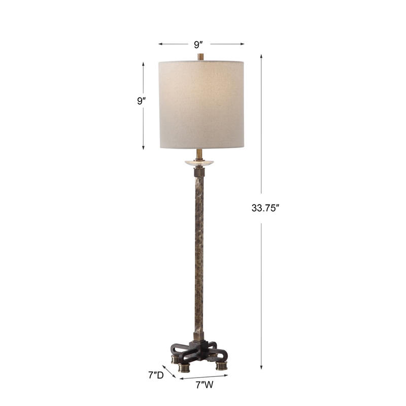 Uttermost Parnell Contemporary Steel and Fabric Buffet Lamp in Black/Brass