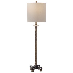uttermost parnell contemporary steel and fabric buffet lamp in black/brass