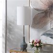 Uttermost Piers Contemporary Steel and Fabric Buffet Lamp in Mottled Blue