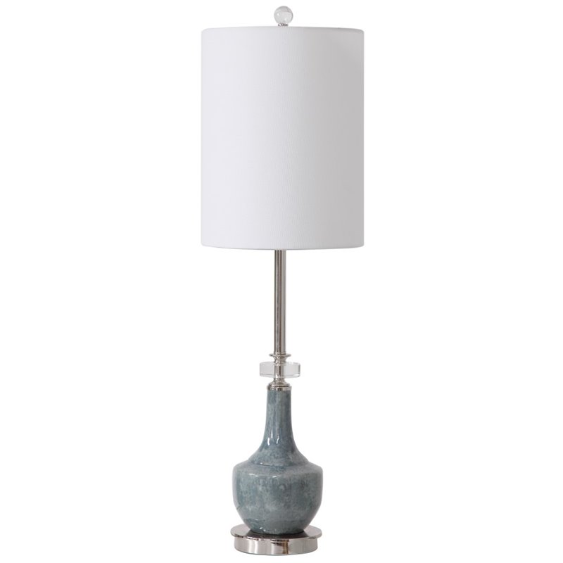 Uttermost Piers Contemporary Steel and Fabric Buffet Lamp in Mottled Blue