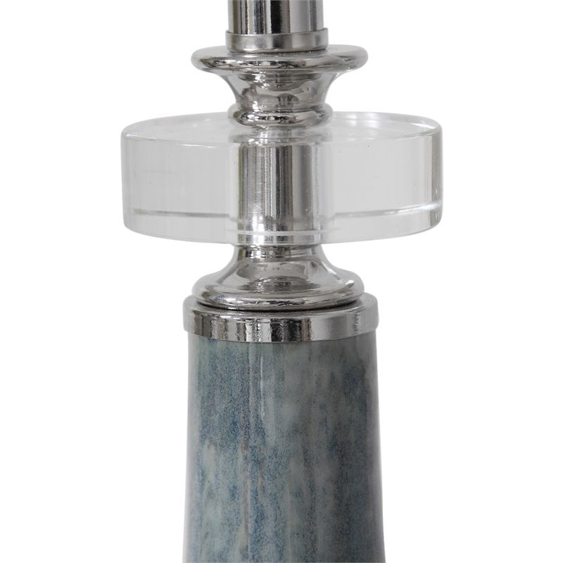 Uttermost Piers Contemporary Steel and Fabric Buffet Lamp in Mottled Blue