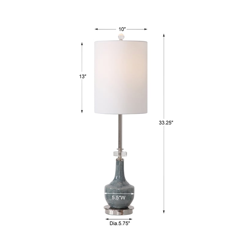 Uttermost Piers Contemporary Steel and Fabric Buffet Lamp in Mottled Blue