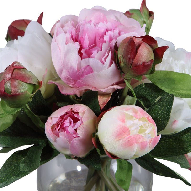 Uttermost Blaire Polyester and Iron Peony Bouquet in Lush Pink/Clear/Cream